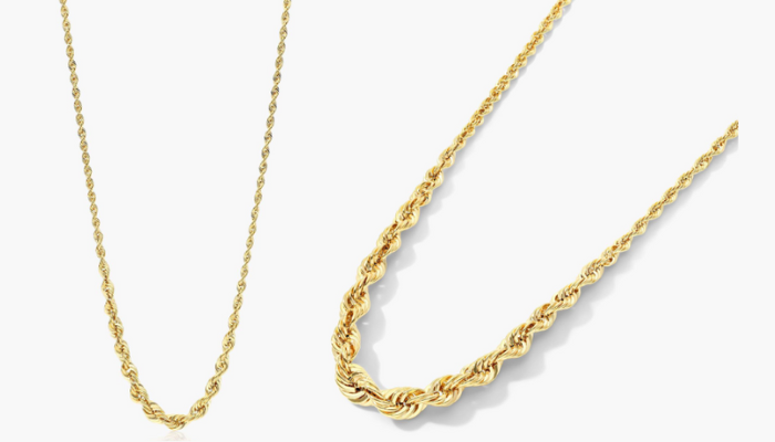 14K Yellow Gold Statement Graduated Rope Chain Necklace