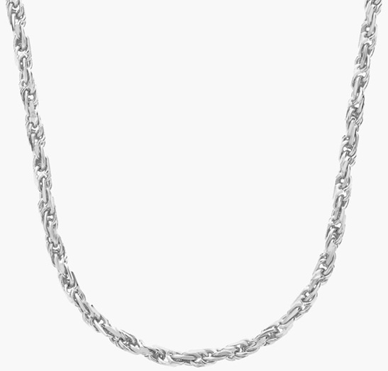 18 Inches Rope Chain in 14k White Gold (1.15 mm)